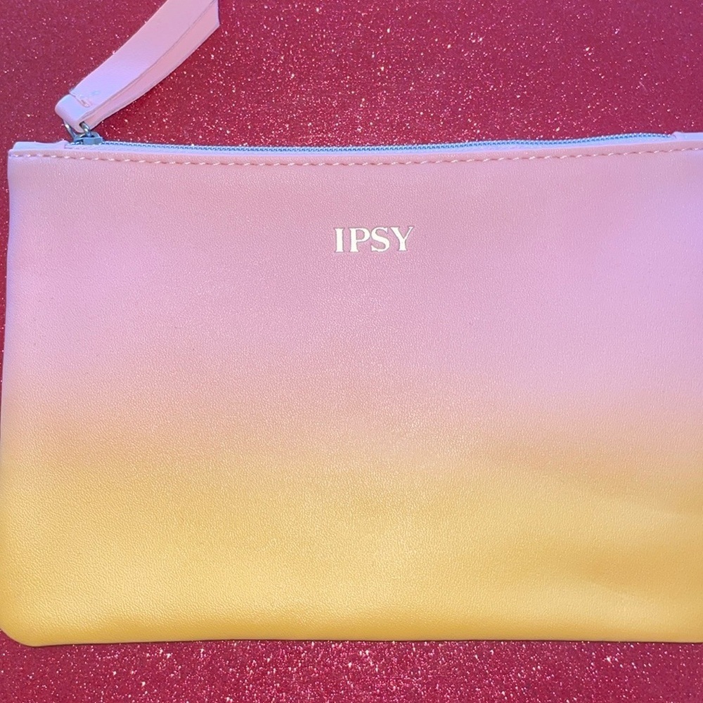 4/$10 Ipsy Glam Bag New Unused May 2020 Ombré Travel Cosmetics Bag Pink & Yellow